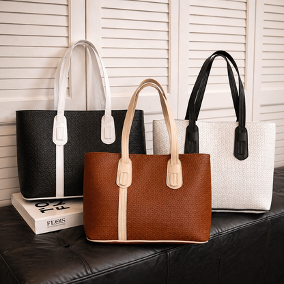 Bolso Tote Tejido Bicolor – Elegancia y Estilo