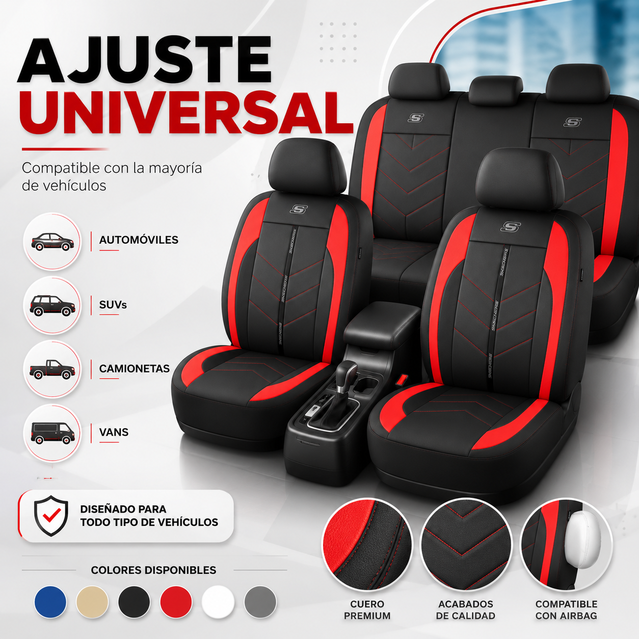 🚗 SET Fundas de Cuero Antideslizantes