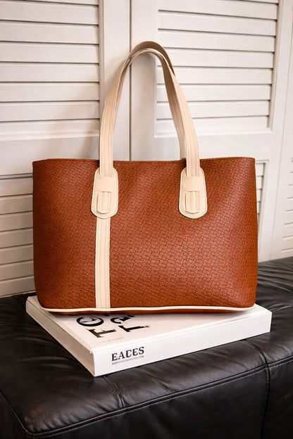 Bolso Tote Tejido Bicolor – Elegancia y Estilo